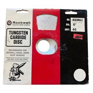 Rockwell Tungsten Carbide 6”  Diameter 46 Grit Disc No. 823917 NOS